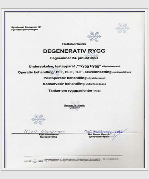 Occupational Physiotherapy Record Maintenance Certification